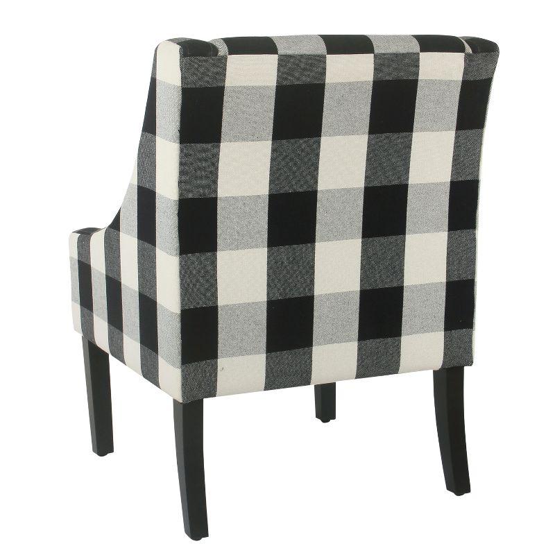 HomePop Modern Swoop Accent Armchair Black Plaid : Cotton Upholstery, Wood Legs, Foam Fill, No Assembly Required