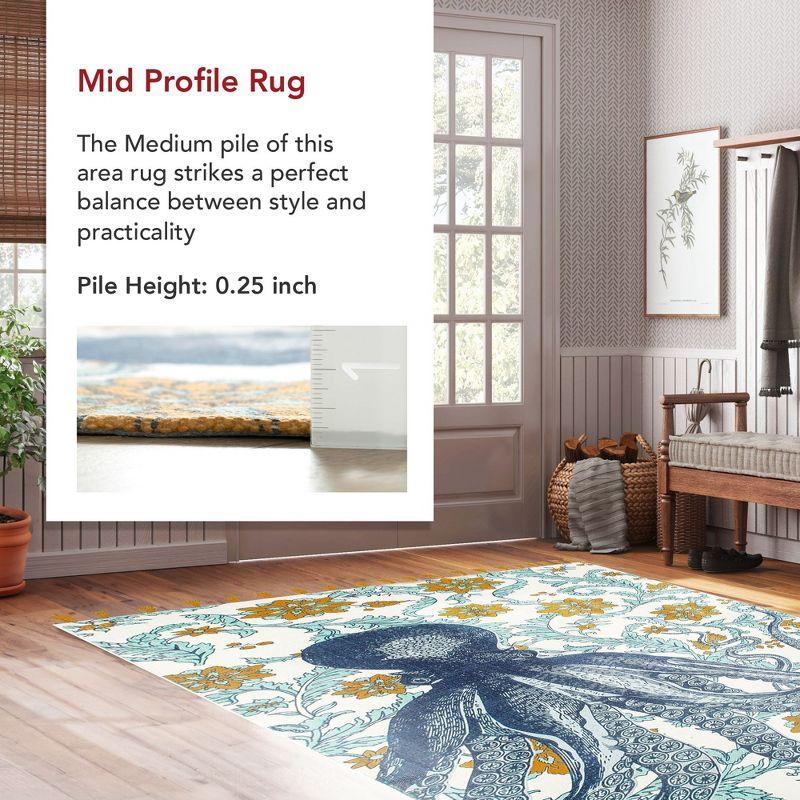 Thomas Paul Thomas Paul Octopus Tasseled Blue/Yellow Area Rug