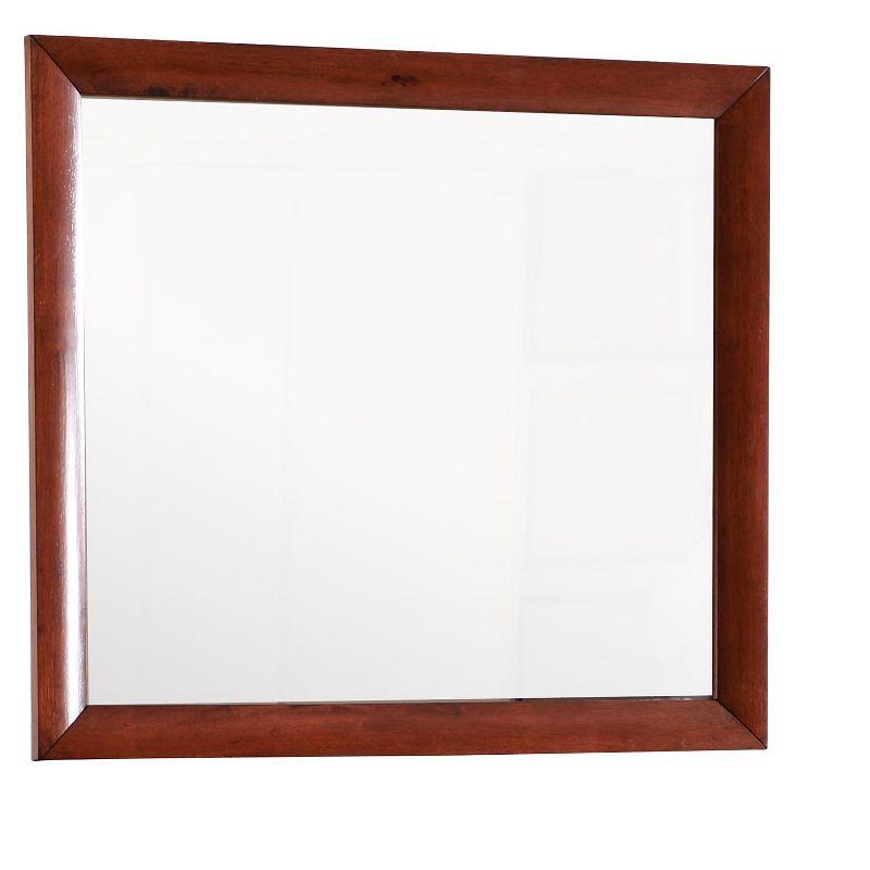 Passion Furniture Marilla 35 in. x 39 in. Modern Rectangle Framed Cherry Dresser Mirror