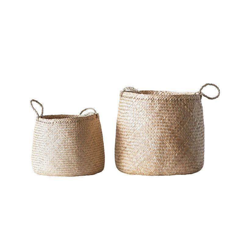 Sadia Handmade Seagrass Basket With Handles - Set of 2