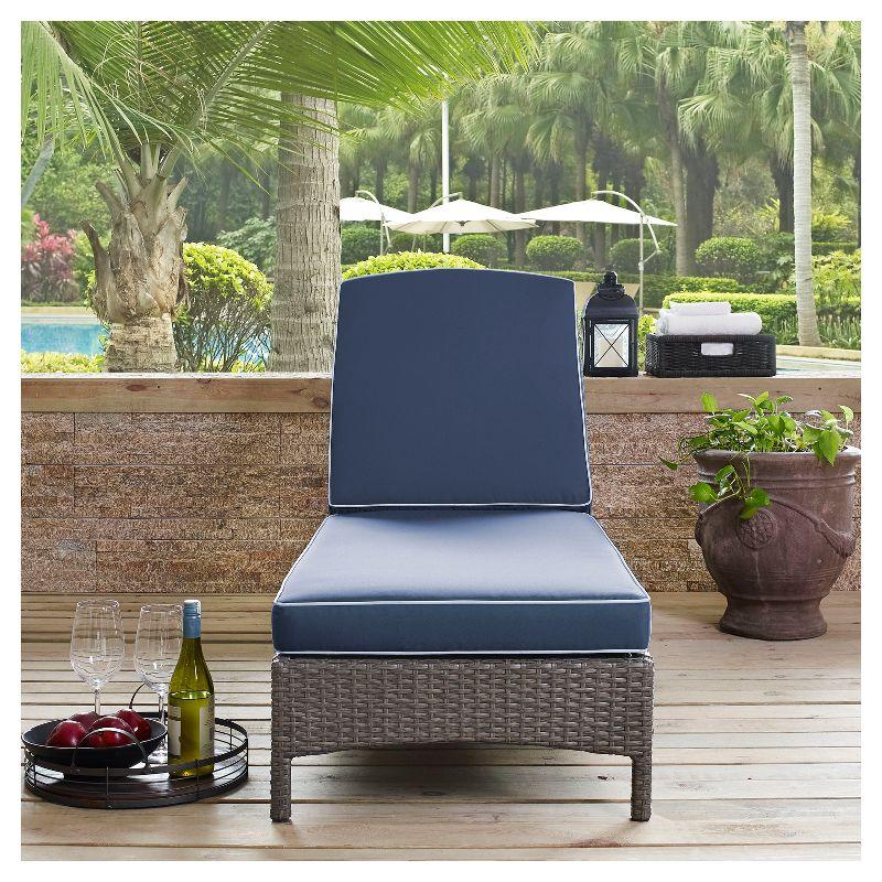 Palm Harbor Outdoor Wicker Chaise Lounge - Weathered Gray - Crosley