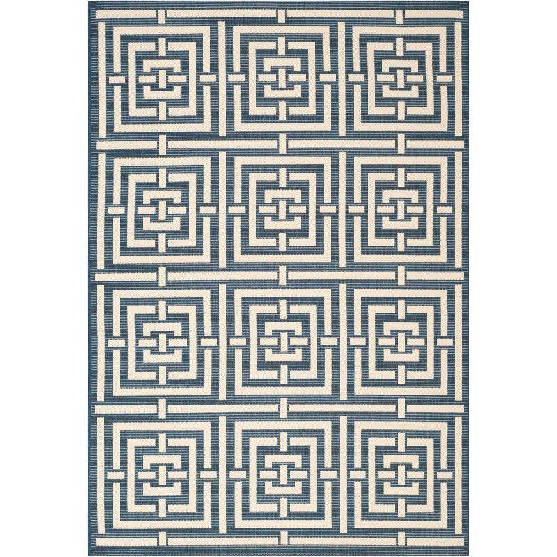 Courtyard CY6937 Power Loomed Indoor and Outdoor Area Rug - Navy/Beige - 5'3"x7'7" - Safavieh