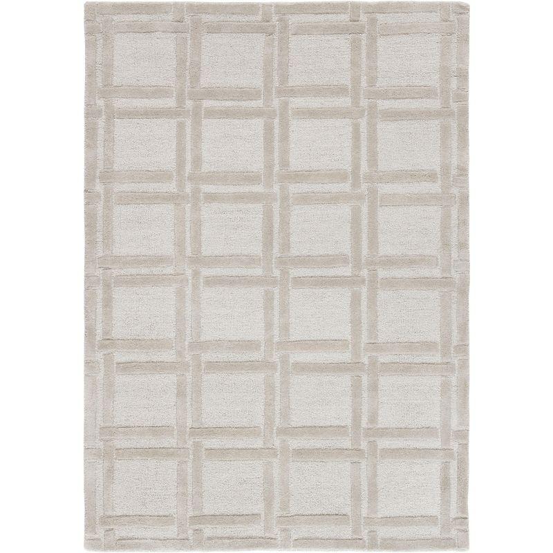 Gray Hand-Tufted Wool Rectangular 4' x 6' Area Rug