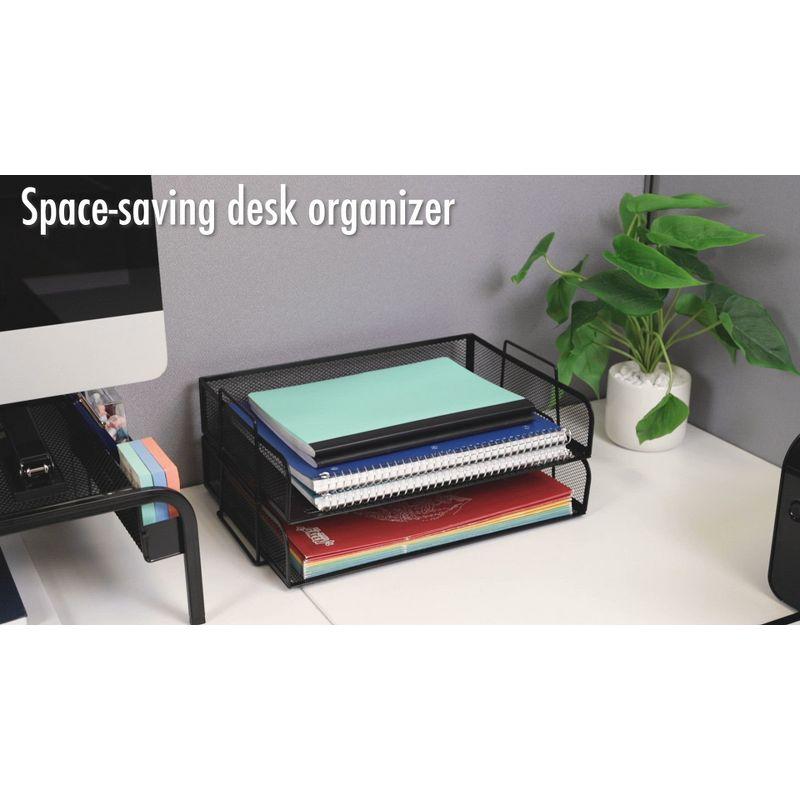 Mind Reader Stackable Paper Tray, Desktop Organizer, File Storage, Office, Metal Mesh, 13.25"L x 9.75"W x 6.25"H, 2 Pieces