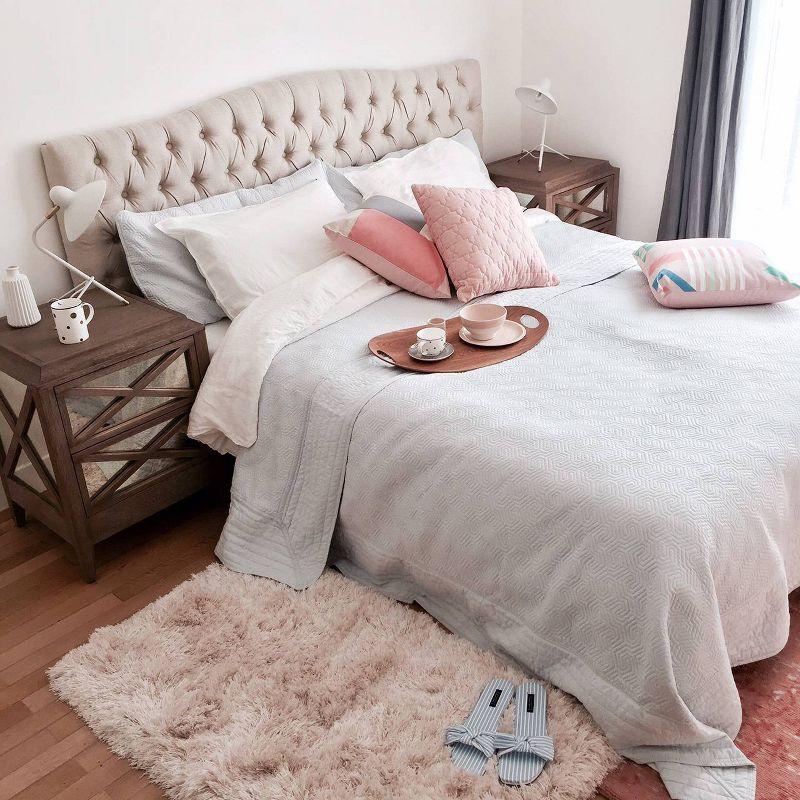 Elle Decor Elle Decor Celeste Tufted Upholstered Padded Headboard with Contemporary Button Tufting