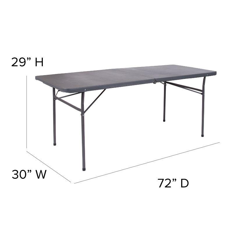 Flash Furniture 6-Foot Bi-Fold Plastic Banquet and Event Folding Table with Carrying Handle