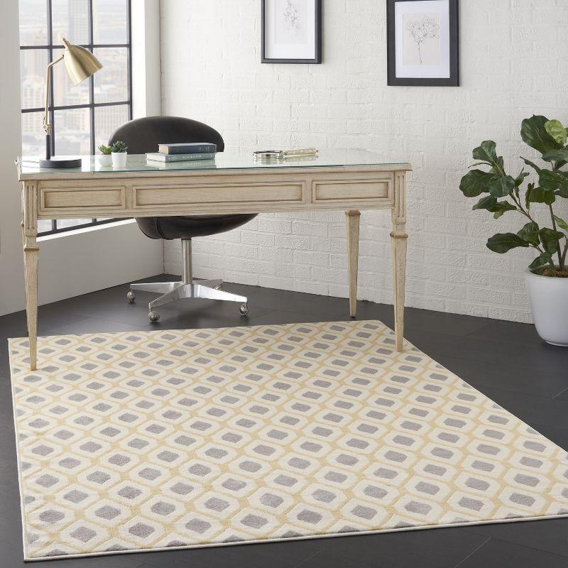 Handmade White Geometric Synthetic 5' x 7' Area Rug