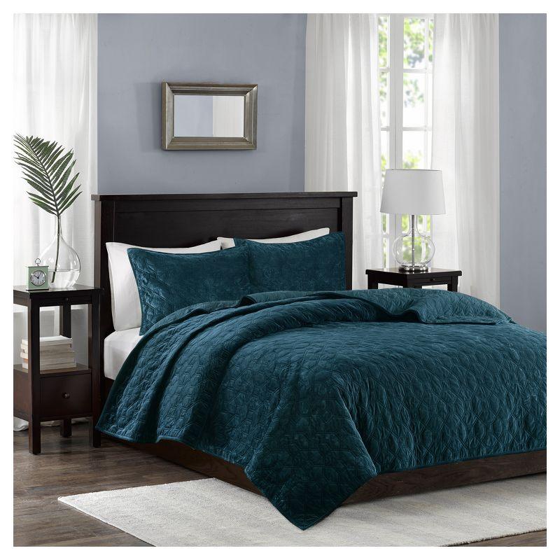 Madison Park Harper 3 Piece Velvet Quilt Set