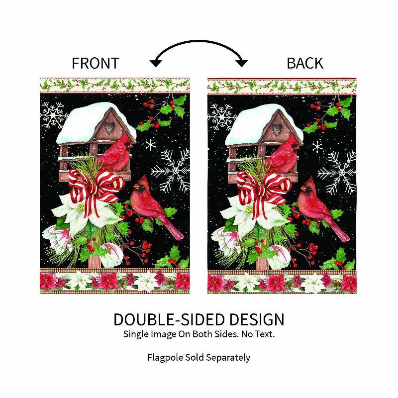 Evergreen Joyful Cardinal Winter Visit Suede Garden Flag 12 x 18 Inches Indoor Outdoor Decor