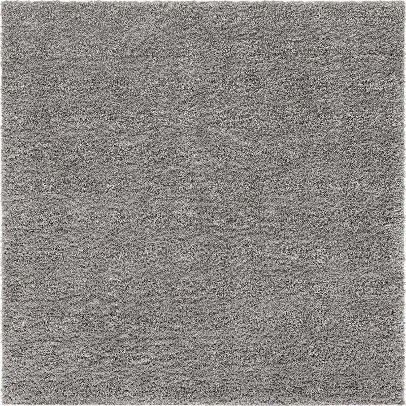 Davos Shag Sterling Gray 8' Square Synthetic Area Rug