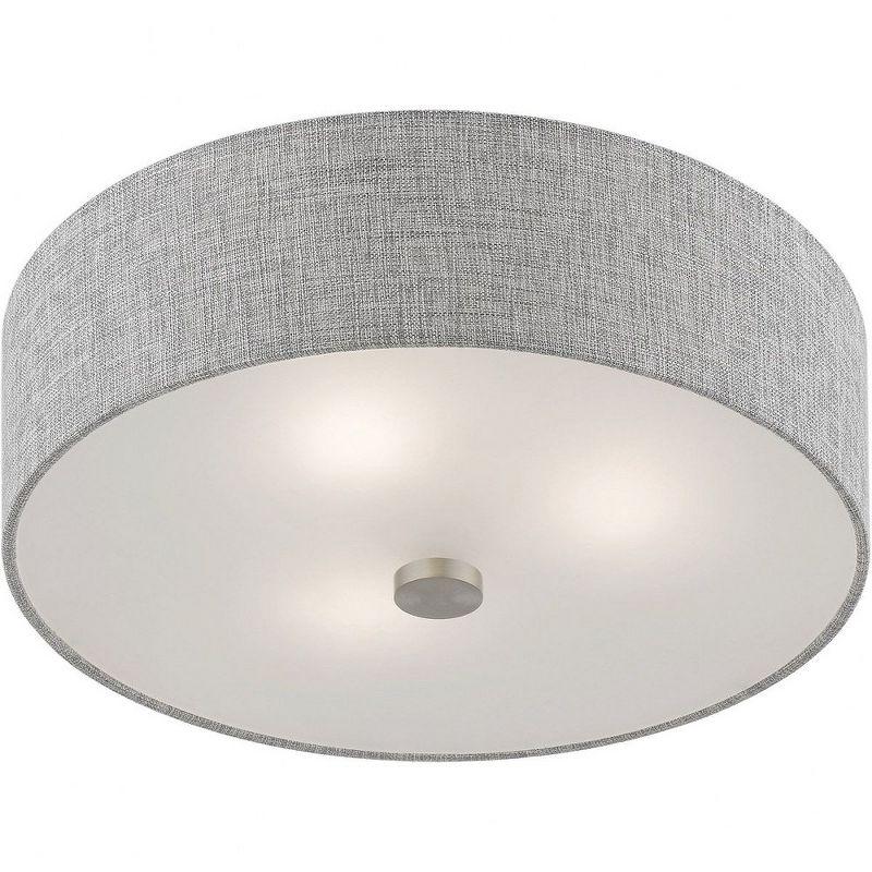 Livex Lighting Dakota 3 - Light Semi-Flush Mount in  Brushed Nickel/Shiny White