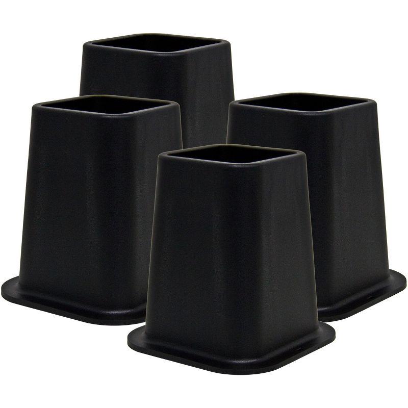 Kings Brand Furniture - Heavy Duty Premium Quality 6 Inch Bed Risers - Furniture Riser for Desk, Sofa, Couch & Table, Black, Set of 4
