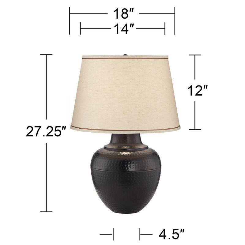 Brighton Hammered Bronze Table Lamp with Beige Linen Shade