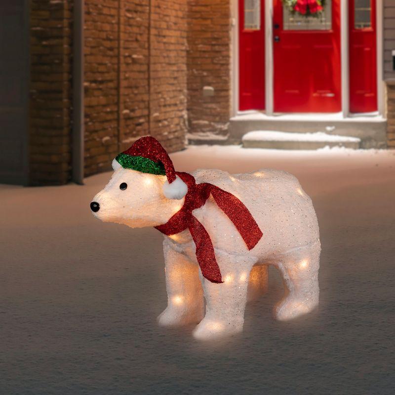 Northlight Seasonal 23" Pre-Lit White Glittered Polar Bear Outdoor Christmas Decoration