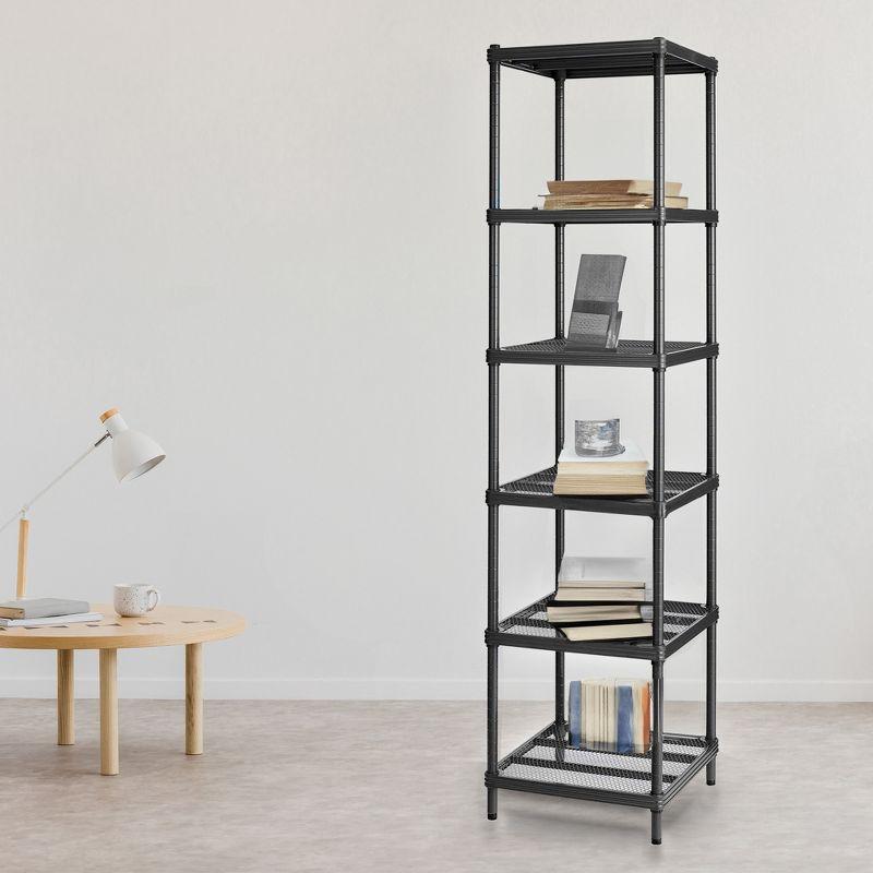 Versatile MeshWorks Black Metal Mesh 6-Tier Shelving Tower