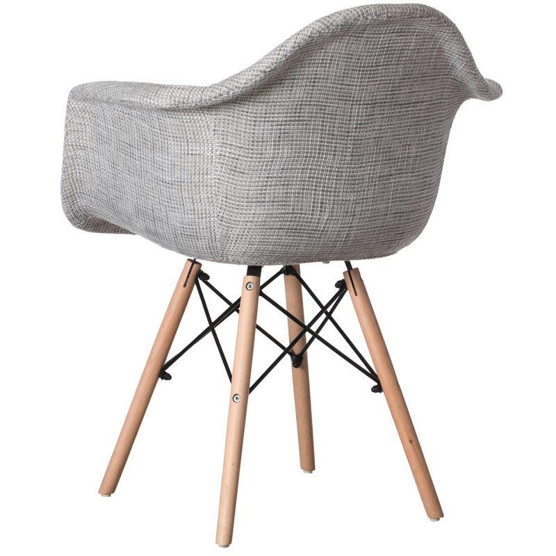 Mid-Century Modern Gray Fabric Armchair with Beech Wood Legs