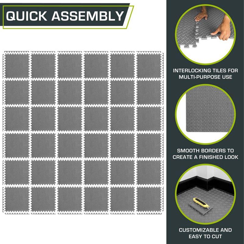 ProsourceFit Exercise Puzzle Mat 1/2-in, Grey, 144 Sq Ft - 36 Tiles