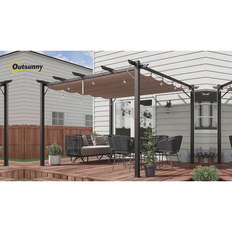 Outsunny Pergola with Retractable Shade Canopy, Aluminum