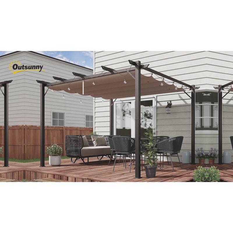 Outsunny Outdoor Retractable Pergola Canopy, Aluminum Patio Pergola, Backyard Shade Shelter for Porch Party, Garden, Grill Gazebo