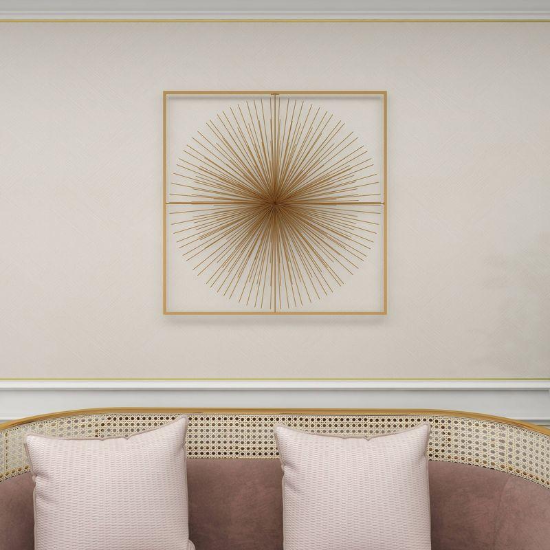 Metal Starburst Handmade Large 3D Wall Decor with Gold Frame Gold - CosmoLiving by Cosmopolitan