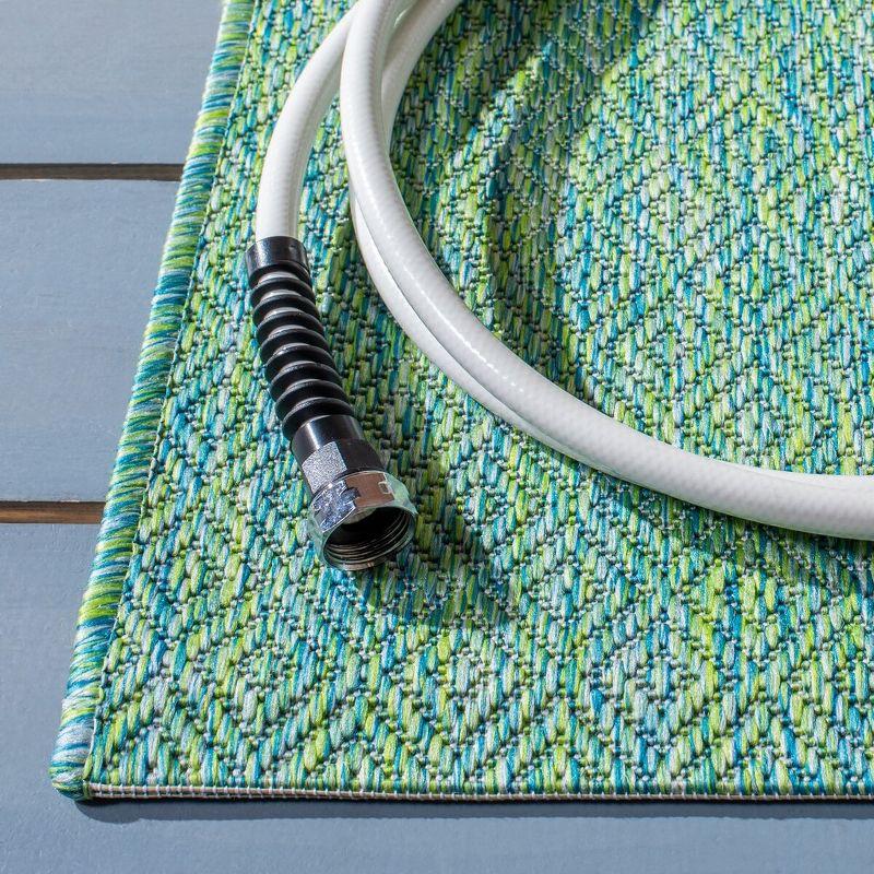 Green and Blue Square Indoor/Outdoor Area Rug