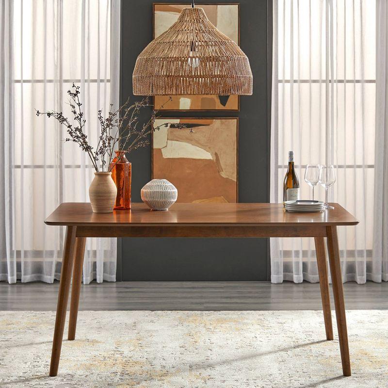 Buylateral 5pc Estelle Rectangular Dining Set Walnut/Sunflower Yellow: Upholstered Chairs, Rubberwood Frame, Foam Fill