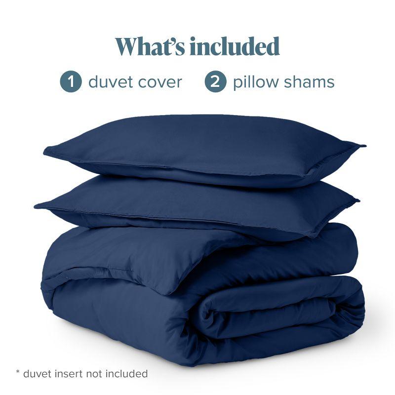Oversized Queen Dark Blue Double Brushed Duvet Cover Set by Bare Home