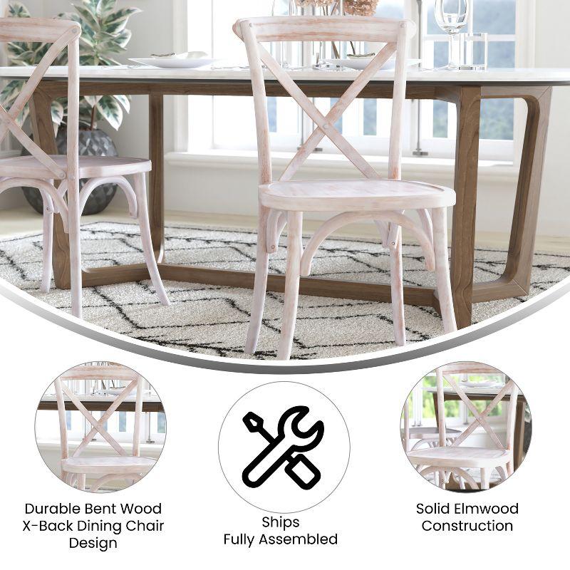 Merrick Lane X-Back Bistro Style Wooden High Back Dining Chair in Lime Wash
