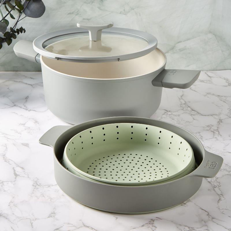 BergHOFF Balance Non-stick Silicone Collapsible Steamer Basket & Strainer 10", Recycled Material, Sage