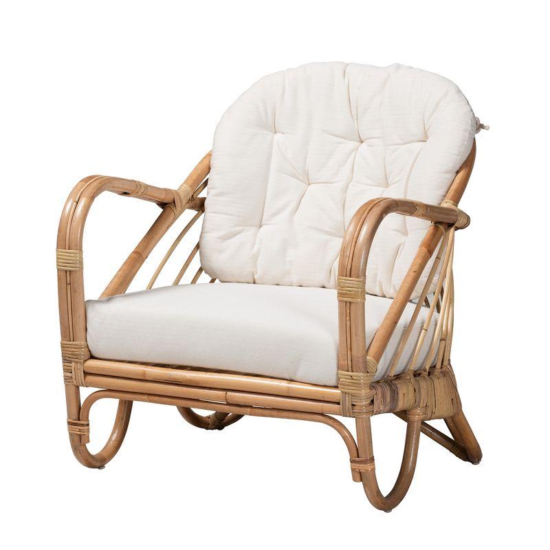 bali & pari Aliane Modern Bohemian Natural Brown Antique Rattan Armchair