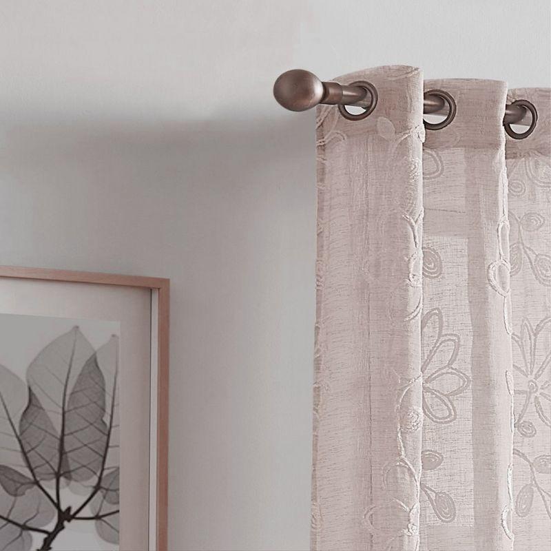 Dainty Home Rita 2-pack Linen Textured Grommet Window Panels With 3d Chenille Floral Embroidery Blush 76" W x 84" L