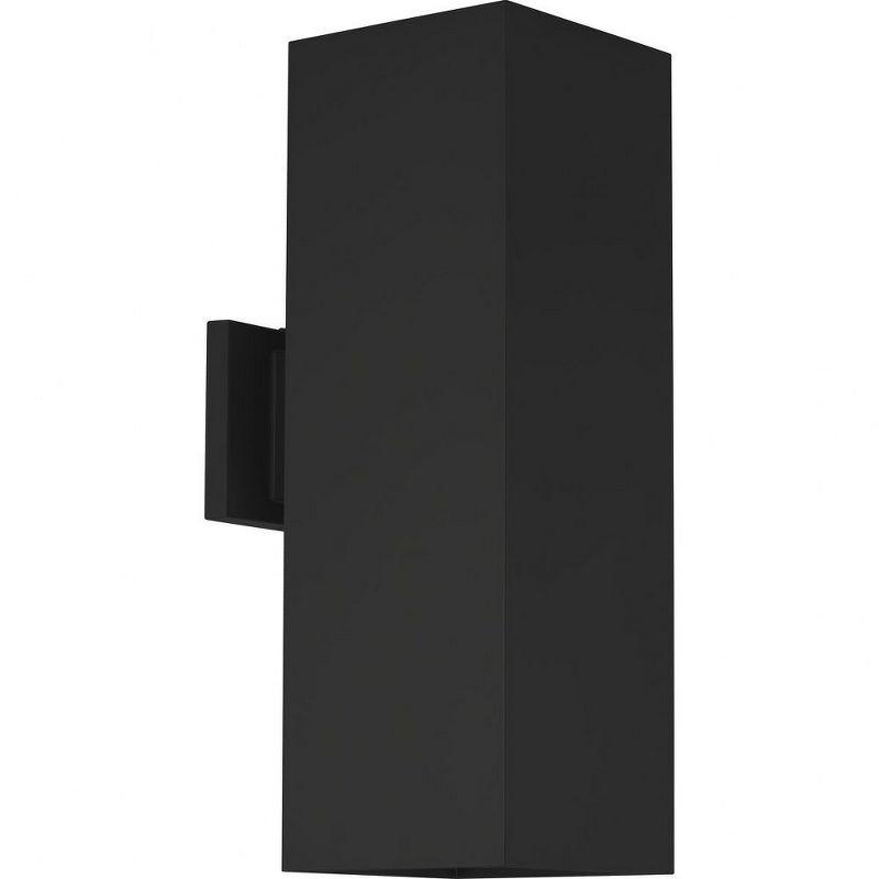 Progress Lighting, Cylinder Collection, 2-Light Square Up/Down Wall Light, Black, Aluminum, Wet Rated Lens