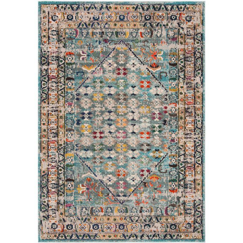 Elysian Bloom Hand-Knotted Blue Floral Synthetic Area Rug - 6'7" X 9'2"