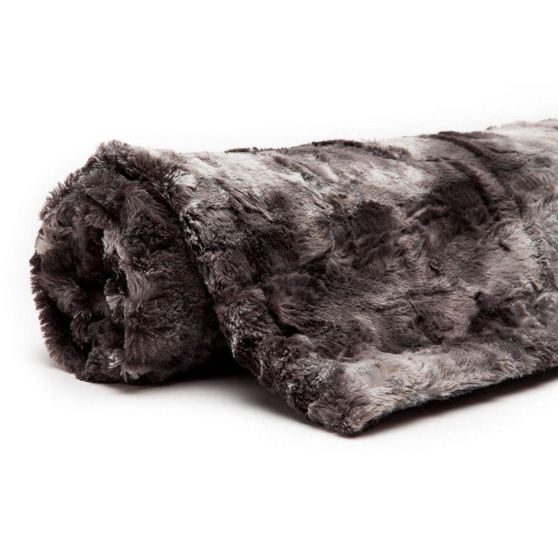 Chanasya Wolf Faux Fur Throw Blanket with Plush Faux Shearling Side