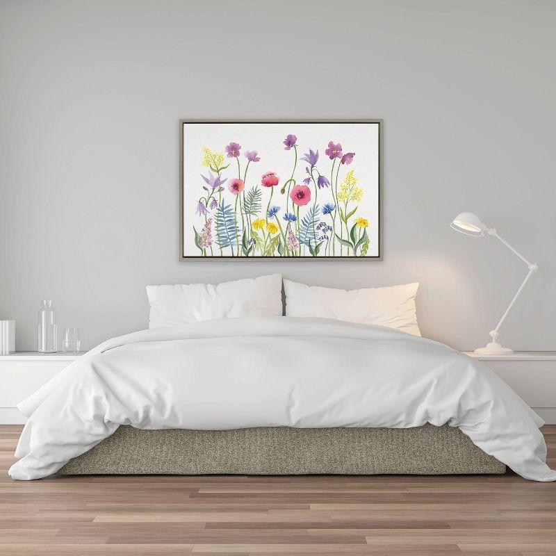 Wildflower Garden Print on Canvas with Polystyrene Frame