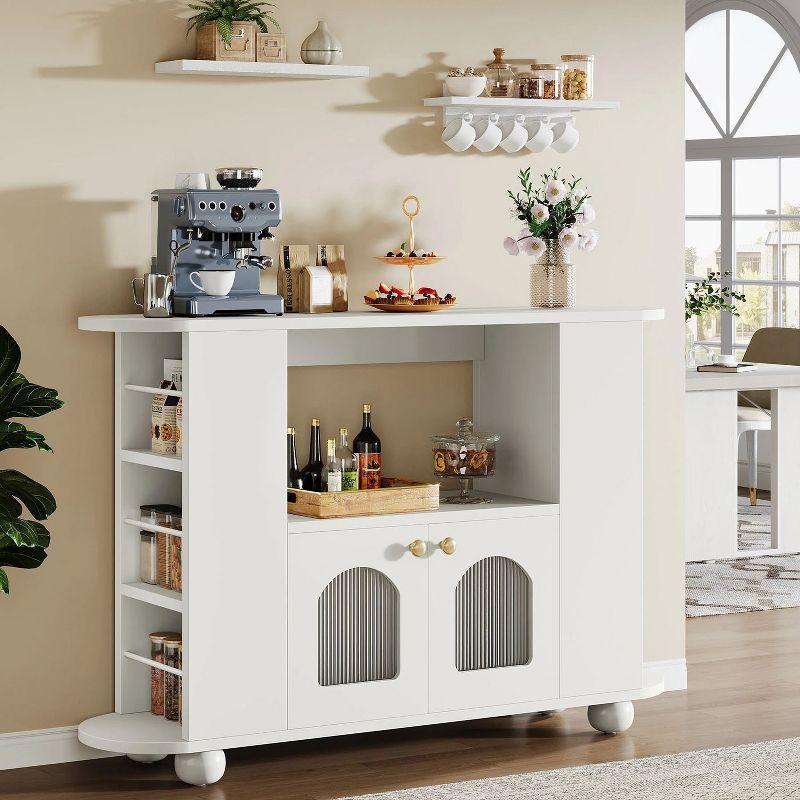 White 47" Modern Sideboard Buffet with Glass Doors