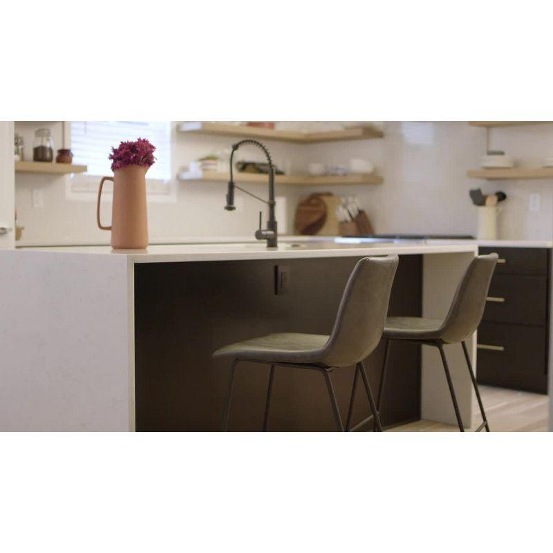 Emma and Oliver Set of 2 Kitchen Counter Height Stool - 24 Inch Dark Brown LeatherSoft Barstool