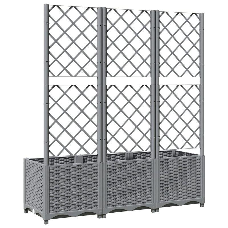 vidaXL Garden Planter with Trellis Light Gray 47.2"x15.7"x53.5" PP