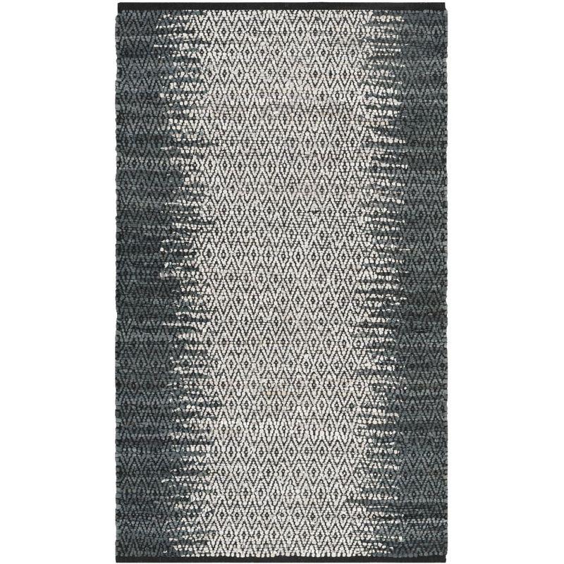 Vintage Leather VTL101 Hand Woven Indoor Accent Rug - Grey/Cream - 3'x5' - Safavieh