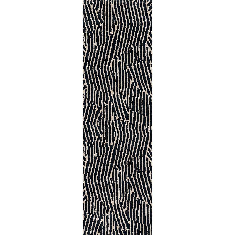 Momeni 2'3"x7'6" Xander Everly Machine Loomed Runner Rug Black: Geometric Pattern, Indoor, Low Pile, Polyester & Polypropylene
