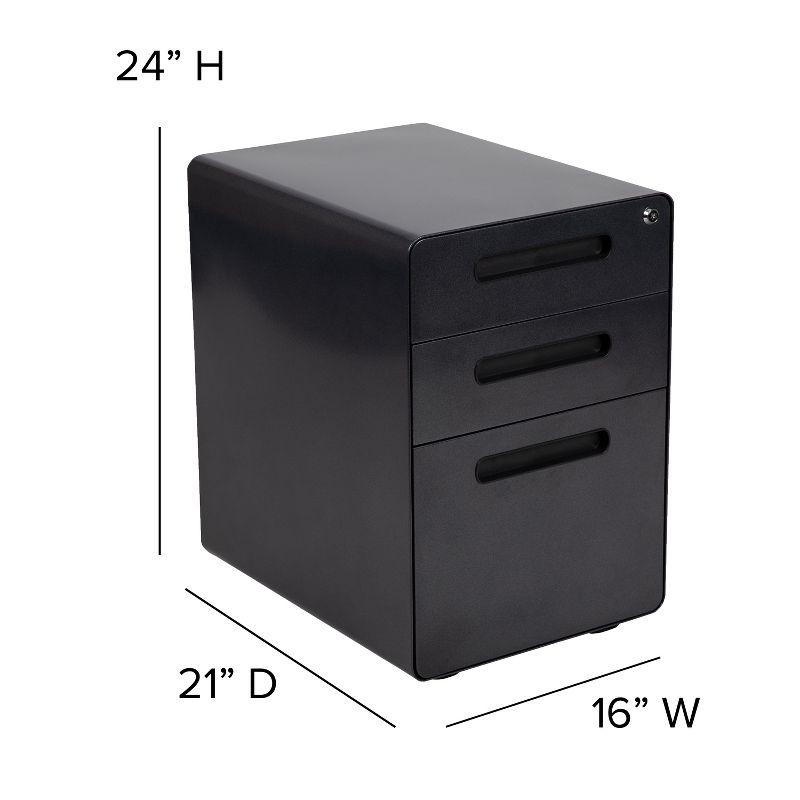 Flash Furniture Ergonomic 3-Drawer Mobile Locking Filing Cabinet with Anti-Tilt Mechanism and Hanging Drawer for Legal & Letter Files, Black