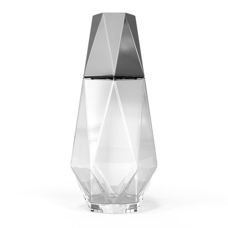 Geometric Clear and Silver Crystal Water Carafe with Tumbler Lid