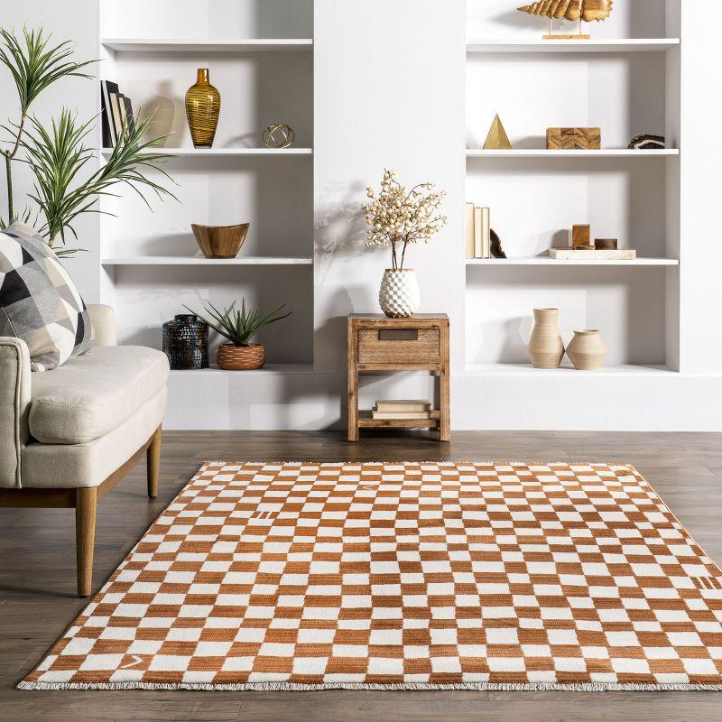 Nuloom Dominique Abstract Checkered Fringe Area Rug