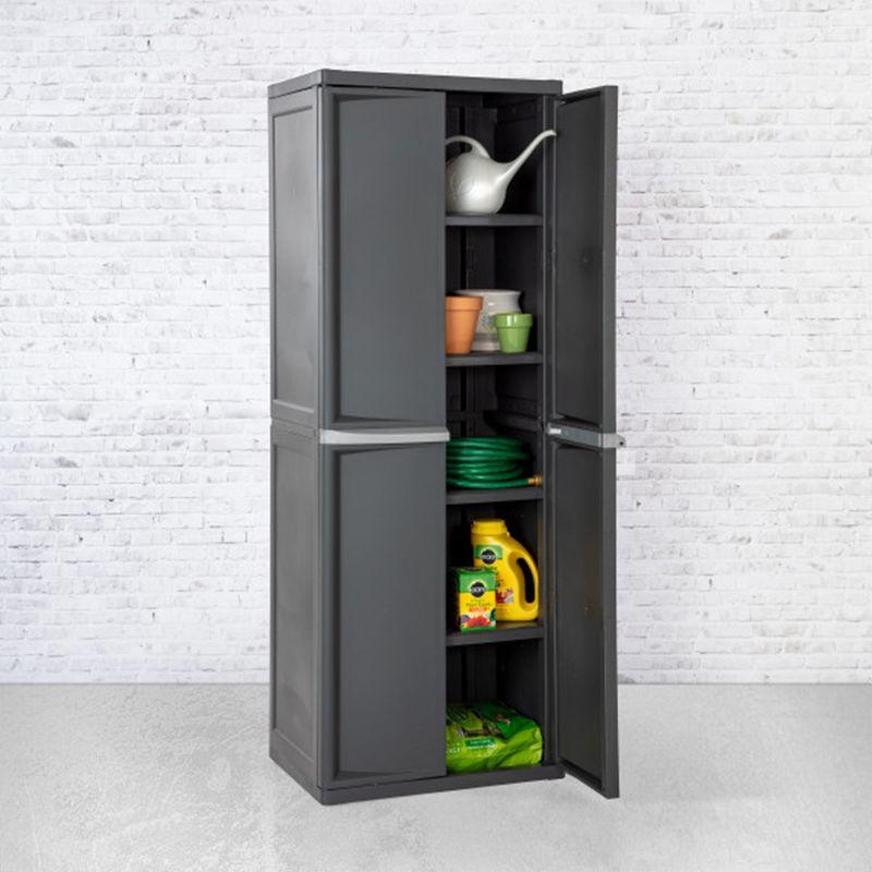 Sterilite Sterilite Adjustable 4-Shelf Gray Storage Cabinet With Doors (Set of 2)