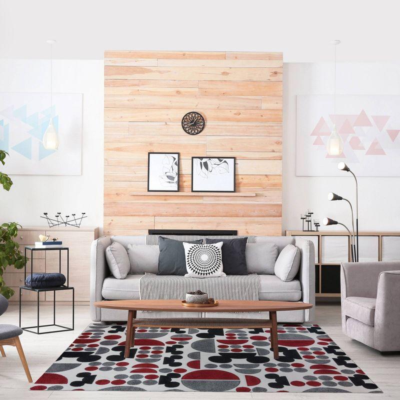 Disney by Gertmenian Licensed Disney Bravo Mickey Mouse Spheres Black/Red/White Indoor Area Rug