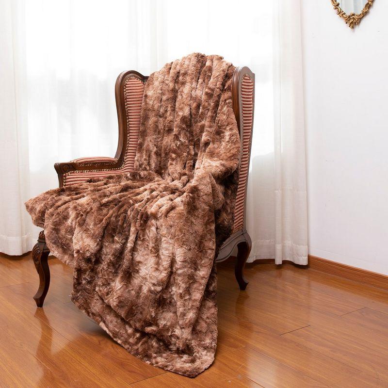 Brown Faux Fur Machine Washable Pet Blanket