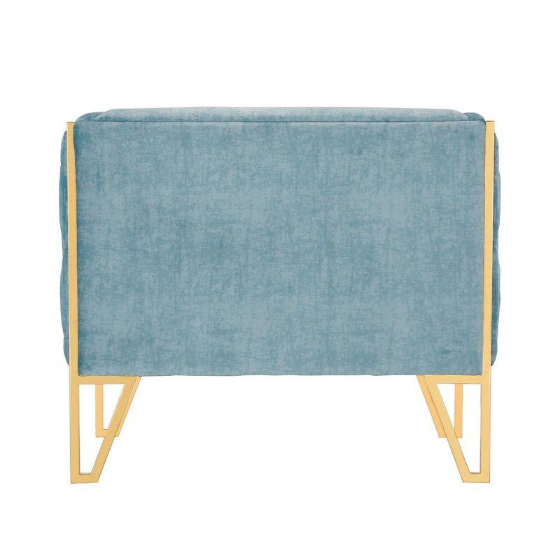 Set of 2 Vector Velvet Accent Chairs Ocean Blue - Manhattan Comfort: Plush, Tufted, No Assembly Required
