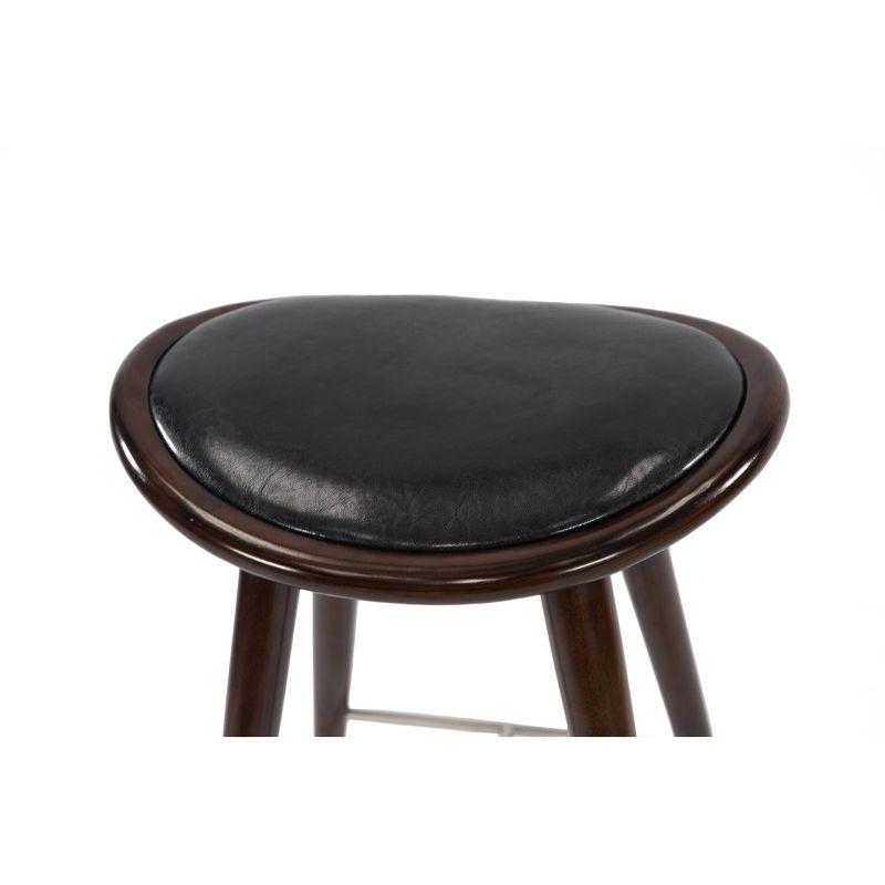 Lucio Oval Backless Wood Barstool Black/Cappuccino - Boraam: Rubberwood Frame, Faux Leather, Metal Footrest