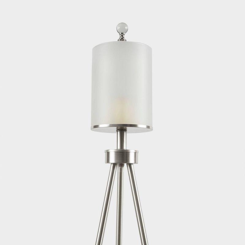 Ink+Ivy 64.5" Pacific Tripod Metal Floor Lamp (Includes LED Light Bulb) Silver: Modern Design, Cotton Shade