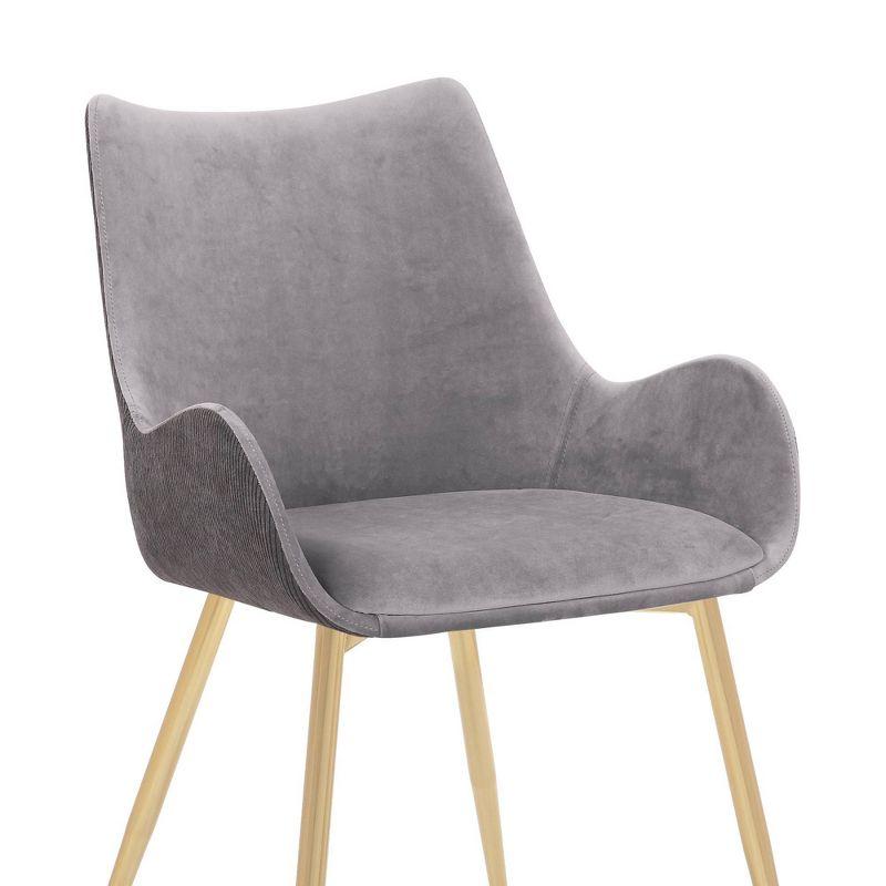 ErgoComfort Two-Tone Grey Fabric & Gold Metal High Arm Chair